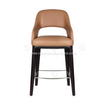 Faux leather and solid wood feet bar stool